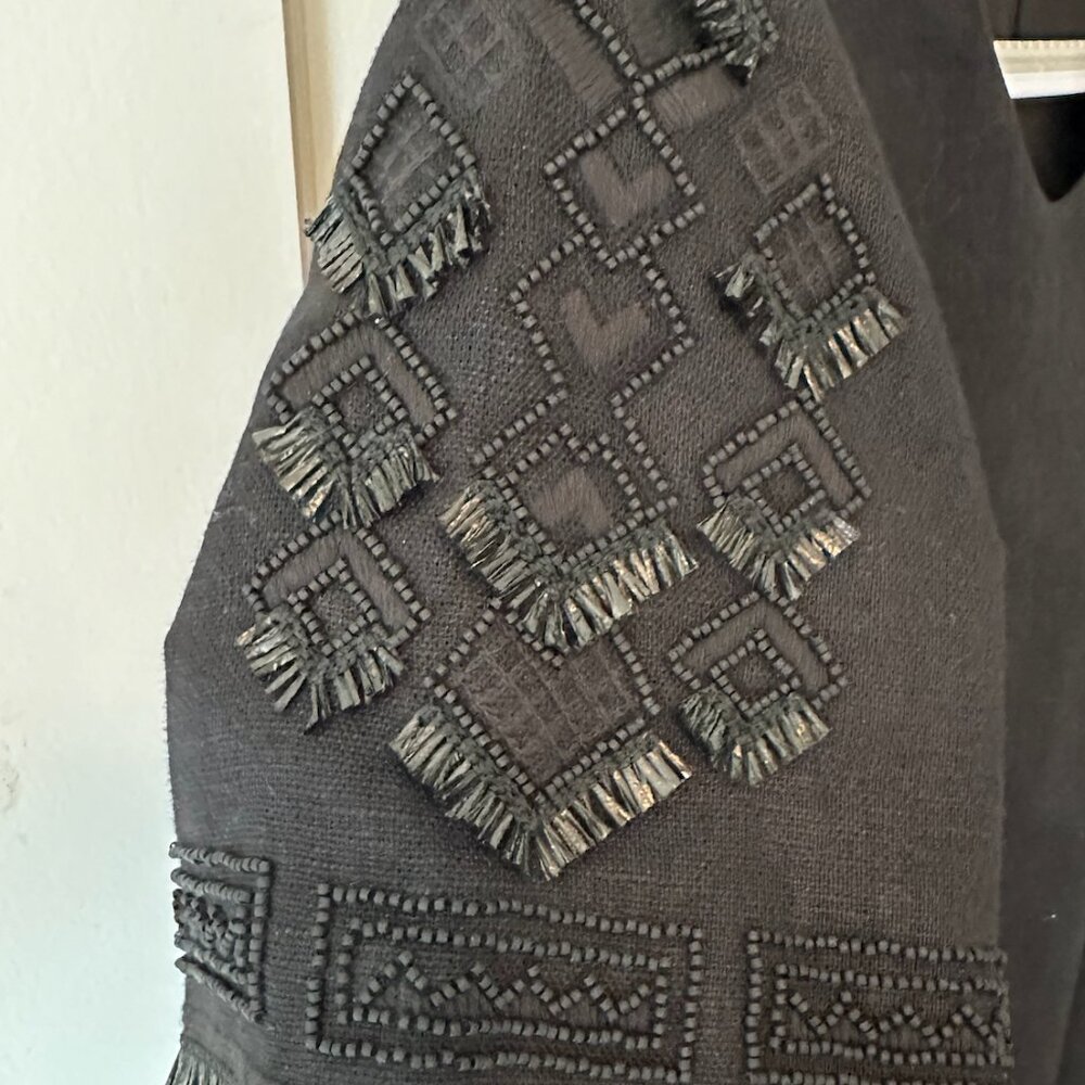 Kobi Halperin Linen Black Dress with Beadwork